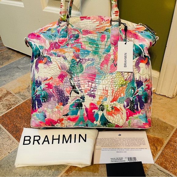 👜NWT!! HARD TO FIND DESIGN! Gorgeous Brahmin Large Duxbury Satchel in Daylily! - Picture 12 of 16
